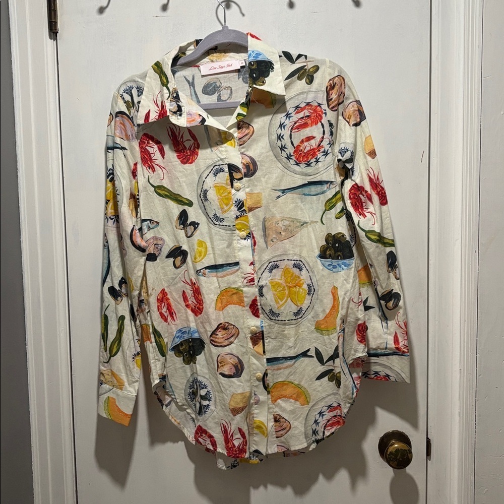 LISA SAYS GAH tapas button down top size xs